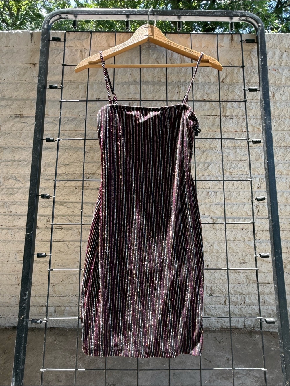Sequin Striped Slip Dress - Wine Forever 21